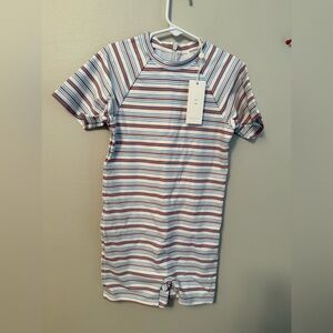 Minnow Striped Kids Long Sleeve Rashguard Swimsuit